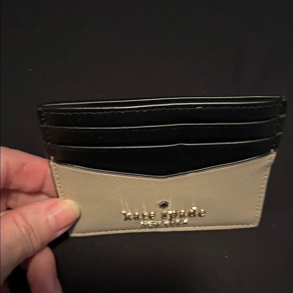 Kate Spade Black/Toasted Hazelnut Staci Saffiano Leather Slim Card Holder